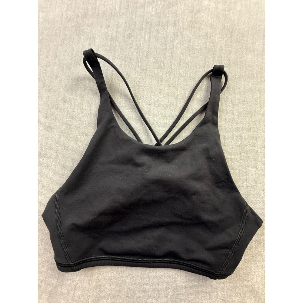 Lululemon Free To Be Serene High Neck Sports Bra Black Strappy Yoga Size 6